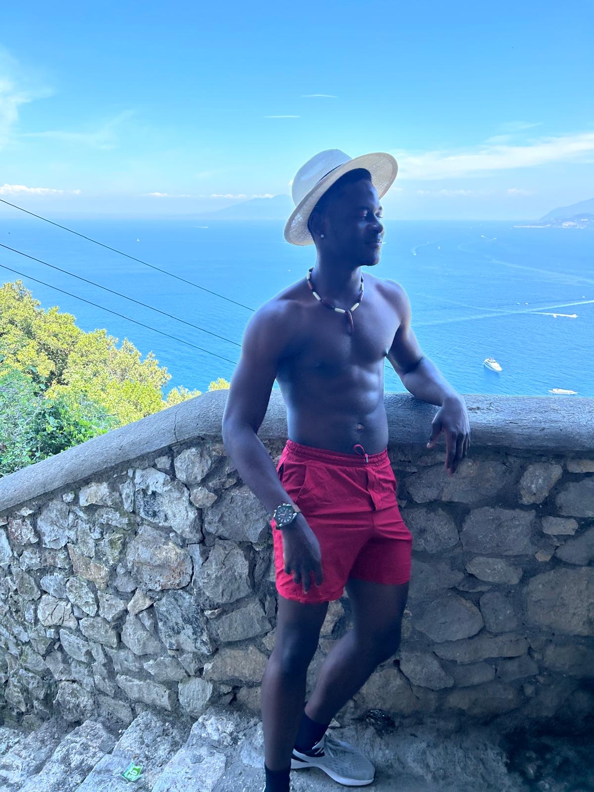 Daniel Esambu overlooking the ocean